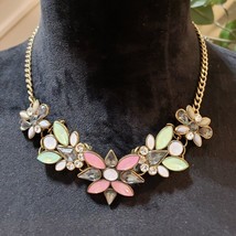 Trendy Womens Crystal Flower Necklace Bib Choker Chunky Statement Chain Jewelry - £23.27 GBP