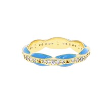 Colorful Neon Enamel Bands Gold Color Clear CZ Coffee Beaded Engagement Eternity - £12.64 GBP