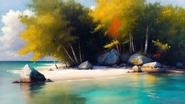 Stunning digital wallpaper Islands (2560x1440) watercolor. - $0.94