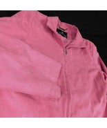 London Fog Pink Women Zip Front Jacket Faux Suede Pockets Sz S - £19.07 GBP