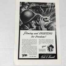 1943 Bell & Howell Films Print Ad Advertising Art Filming For Freedom War Bonds - $9.89