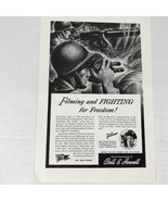 1943 Bell &amp; Howell Films Print Ad Advertising Art Filming For Freedom Wa... - £7.73 GBP