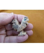 Y-CHI-RO-23) gray ROOSTER chicken SOAPSTONE gem stone figurine game cock... - €7,46 EUR