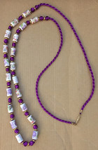 Vintage Hand Crafted 1970s Twisted Purple Silk Cord White Chinese Ceramic Porcel - £35.22 GBP