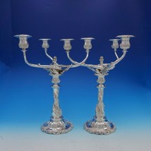 Chrysanthemum by Tiffany and Co Sterling Silver Candelabra Pair 3-Light (#3404) - £58,330.96 GBP