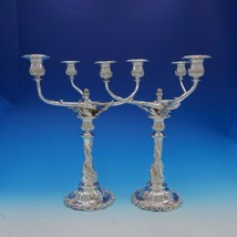 Chrysanthemum by Tiffany and Co Sterling Silver Candelabra Pair 3-Light (#3404) - £59,138.07 GBP