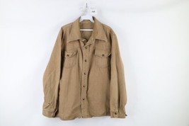 Vintage 70s Streetwear Mens XL Distressed Heavyweight Chamois Cloth Button Shirt - £46.68 GBP