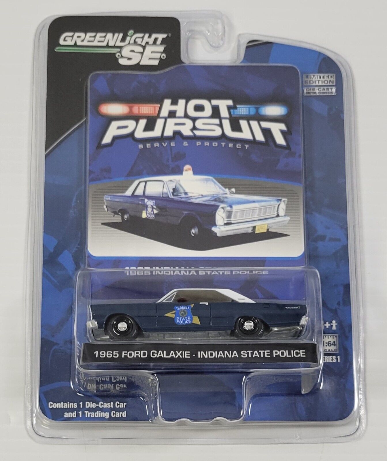 B) Greenlight Hot Pursuit Indiana State Police 1965 Ford Galaxie Diecast - $59.39