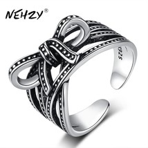 NEHZY 925 sterling silver new jewelry new woman ring retro hollow black opening  - £6.89 GBP