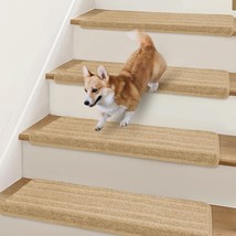 NEKL Bullnose Stair Treads Non Slip 9.5&quot; x 32&quot;, 14 Pcs Rug-Lined Pattern... - $84.55