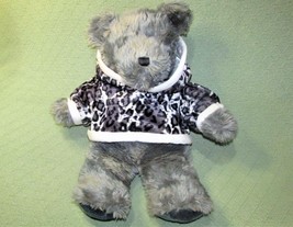 TB TRADING 20&quot; GRAY TEDDY BEAR PLUSH LEOPARD PRINT HOODY STUFFED ANIMAL ... - £17.72 GBP