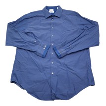 Calvin Klein Shirt Mens 17.5 36 37 XLT Extra Tall Slim Blue Flip Cuff Button Up  - £14.70 GBP