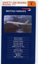 British Airways Boeing 777 Safety on Board Issue 4 1999 - £15.81 GBP