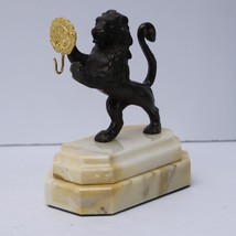 Bronze Lion Pocket Watch Holder Stand Marble Base - £185.93 GBP