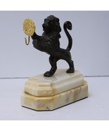 Bronze Lion Pocket Watch Holder Stand Marble Base - £178.00 GBP