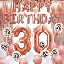 30Th Rose Gold Birthday Party Decoration, Happy Birthday Banner, Jumbo Number 30 - £21.10 GBP