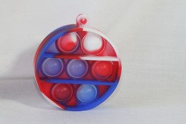 Novelty Keychain (new) ROUND SILICONE - WHITE, BLUE &amp; RED, COMES W/ CHAIN - $7.27
