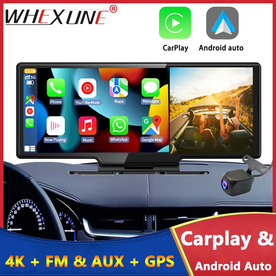 4K WiFi Dash Cam 10.26 Inch Video Recorder Car Mirror Rear View Camera Carplay &amp; - £114.73 GBP+