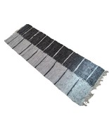 Leather Hearth Rug for Fireplace Fireproof Mat BLACK BEIGE Lines Runner - €326,15 EUR