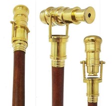 Vintage Nautical Telescope Head Wooden Walking Stick Steampunk Antiques era Gift - £37.35 GBP