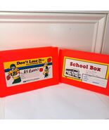 Vintage Empire Pencil Plastic School Box Case School Bus &amp; Football chee... - $20.00