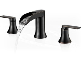 Oil Rubbed Bronze Faucet Bathroom, Brass Waterfall Bathroom Faucet 2, No Drain - $103.98