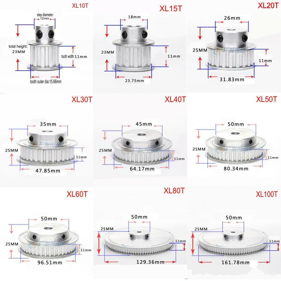 XL 10T-100T Timing Belt Pulley Synchronous Wheel Select Bore For 10mm Wi... - $2.60+