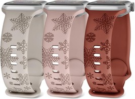 3 Pack Snowflake Engraved Bands Compatible with iWatch (38mm 40mm 41mm) - £9.28 GBP