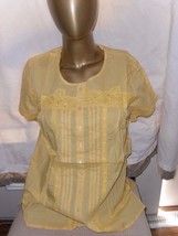 American Sweetheart SS Button-Up Top Yellow Medium - £4.76 GBP