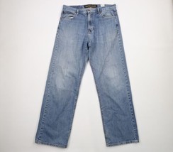 Vintage Nautica Mens 33x34 Distressed Baggy Loose Fit Wide Leg Denim Jeans Blue - £62.13 GBP