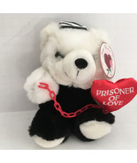 Valentines day stuffed white and black bear red  prisoner of love heart  - $19.75