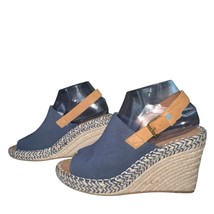 Toms Monica Espadrille Sandals Women&#39;s 7.5 Blue Suede Wedge Heel Formal ... - $31.59