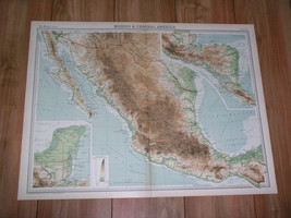 1922 Original Antique Map Of Mexico / Central America / Costa Rica - £21.10 GBP