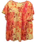 Como Blu Women Size 1X 2X Floral Flutter Short Sleeve Top Blouse Tie Up ... - $272.16 MXN