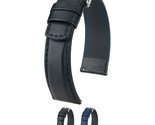 Hirsch Runner Leather Watch Strap - Black - L - 18mm / 16mm - Shiny Silv... - £62.48 GBP