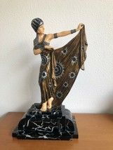 Grand Figurine Égyptien Danseuse Art Déco Style . Résine Sur Marbre Base... - $459.00