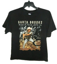 Garth Brooks Men&#39;s Large Concert T Shirt World Tour 2014-15 Black Double... - £11.80 GBP