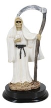 White Santa Muerte With Scythe Figurine 5.5&quot; Tall Bone Mother Angel Of Purity - £14.93 GBP