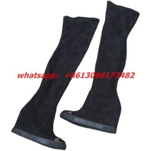 design woman inner heel metal toe over knee high boots inner wedge heel woman th - £176.87 GBP
