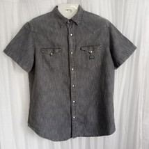 DENIM &amp; SUPPLY Ralph Lauren Pearl Snaps Shirt Gray Soft Cotton Linen Western XL - £64.74 GBP