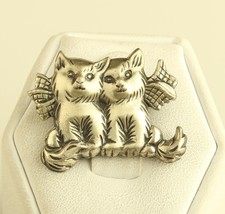 Vintage 925 Sterling Silver  BEAU Wolf Pups Pin Brooch - £19.70 GBP