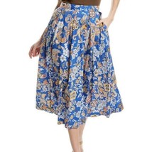 J McLaughlin Bronte Neo Fowlerton Blue Floral Birds Skirt Size 6 - $46.99