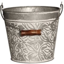 Robert Allen Mpt01871 Floral Metal Planter, with Handle.12&quot;, Galvanized - €40,07 EUR