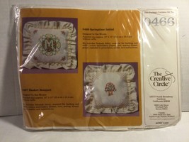 Creative Circle Counted Cross Stitch Pillow Kits “Springtime Initial” “Basket” - £11.60 GBP