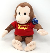applause curious george monkey plush bean bag 8&quot; tall red shirt with tag - £7.59 GBP