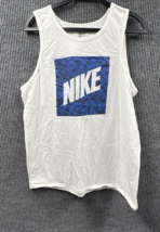 NIKE Tank Top Shirt Mens Large White Tee Palm Print Athletic Cut Sleeveless - $13.81