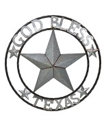 Large 24&quot;D Rustic Western Star God Bless Texas Galvanized Metal Wall Cir... - £39.22 GBP