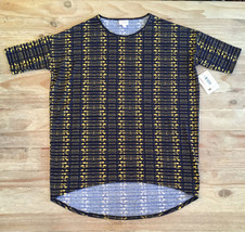 LuLaRoe IRMA Tunic Top Shirt Navy Blue Yellow Geometric Shirt Top Size S... - $15.20