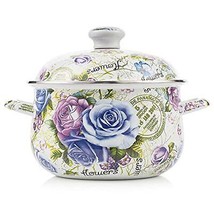 Retro 5QT Flower Enamel on Steel Stock Soup pot with Lid, Stockpots for Cooking - £49.12 GBP