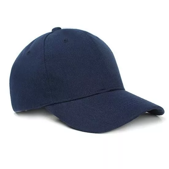 1 Pcs Unisex Plain Baseball Cap Solid Hat Adjustable Wool Hook Loop (Navy) - £7.47 GBP